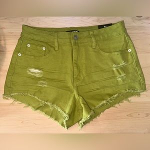 Cancun Cut Off Denim Shorts - Green (Fashion Nova)